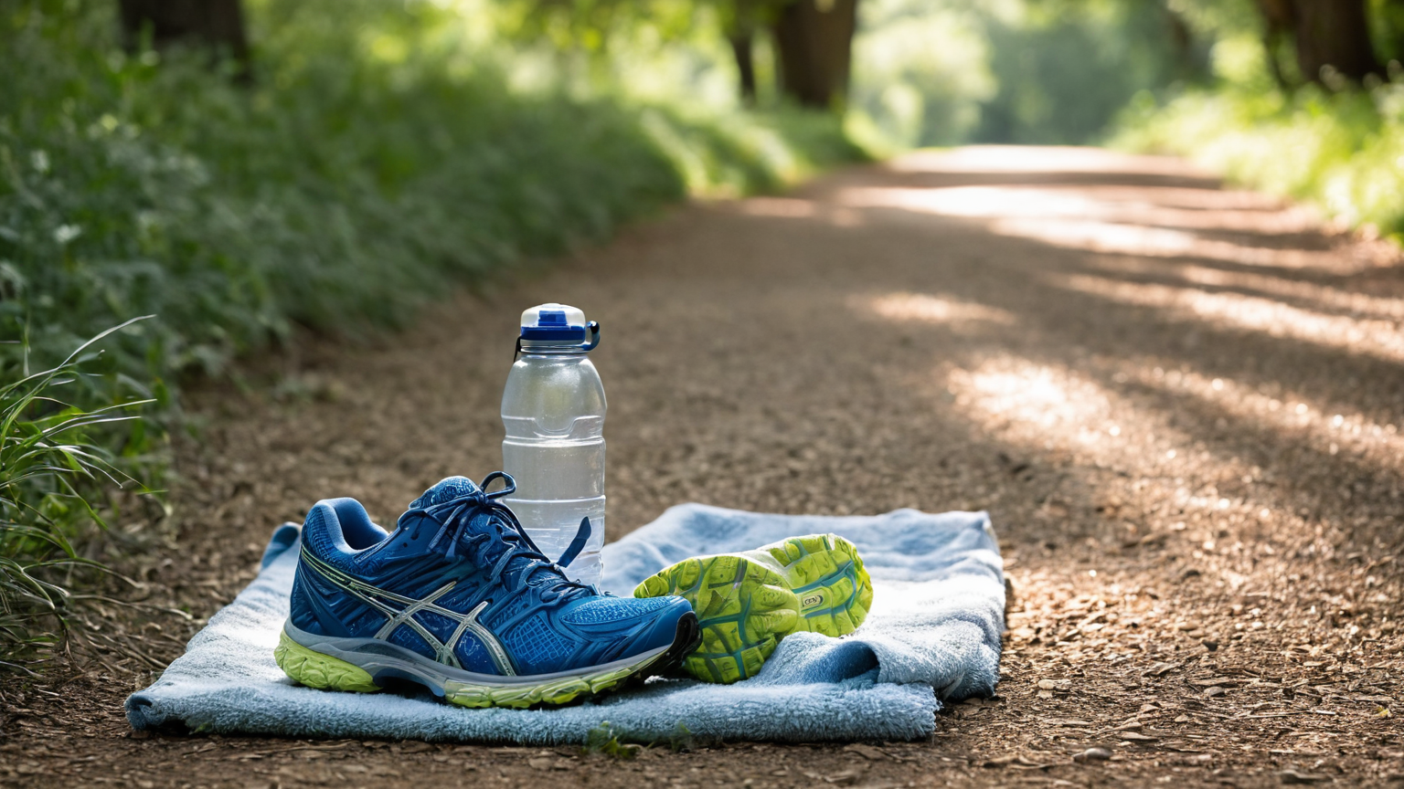 Simple hydration and recovery still life for hot weather walks